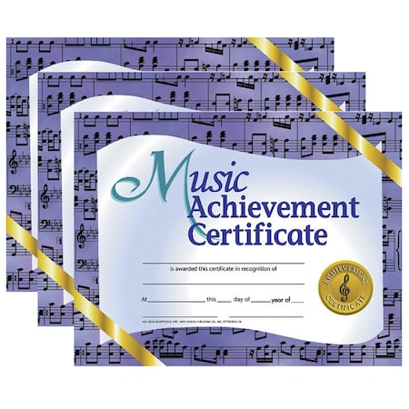 Hayes Music Achievement Certificate, 8.5" x 11", 30 Per Pack, PK3 VA536